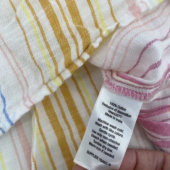 A.N.A Women’s Size XL Colorful Stripes Top Peasant Flare Sleeve Bohemian - Picture 7 of 7